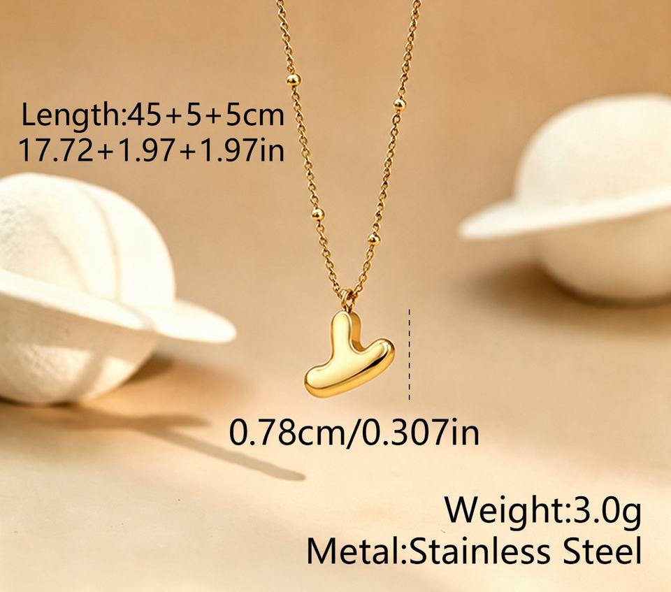 OEM Custom Jewelry Gold PVD-beschichteter Edelstahl Puffy Bubble Anfangsbuchstaben-Halskette A-Z-Alphabetkette Personalisierter Schmuck