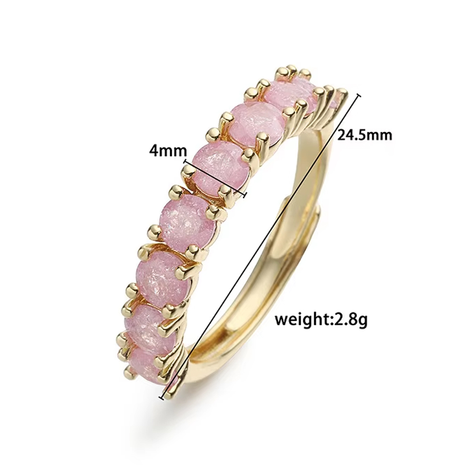 OEM Custom Jewelry Handgefertigter Moderingschmuck Bonbonfarbener runder Zirkonia-Halb-Ewigkeitsring Messingring