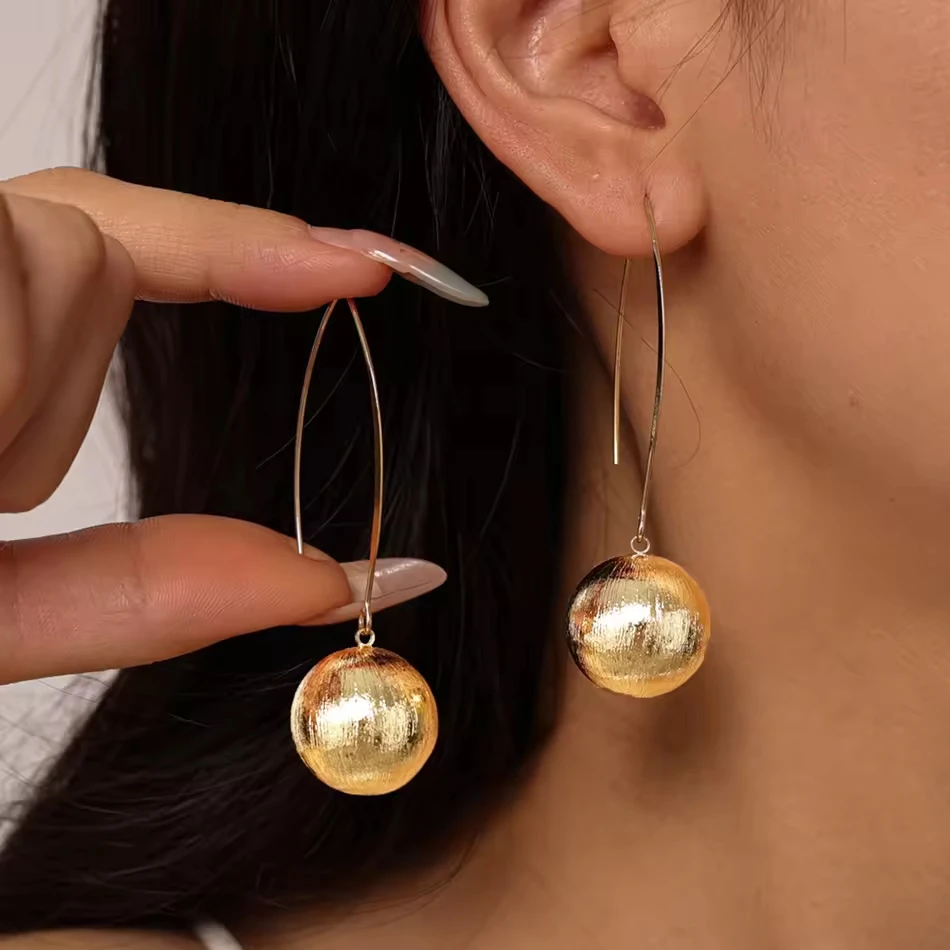 OEM-Schmuck, hochwertige, luxuri&ouml;se, trendige geometrische H&auml;ngeohrringe, geb&uuml;rstete Goldfarbe, bril