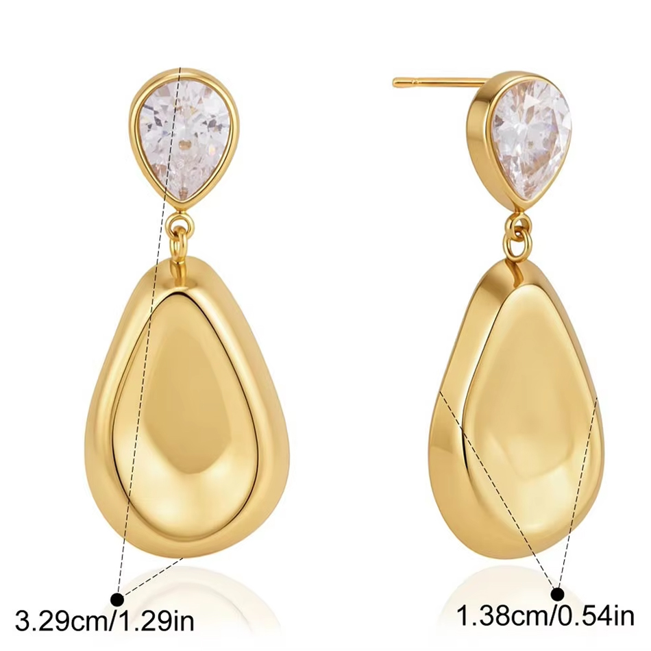 OEM Custom Jewelry Wassertropfen-Zirkonia-Anhänger-Ohrringe Einzigartige, anspruchsvolle Damenschmuck-Edelstahl-Accessoires-Ohrringe