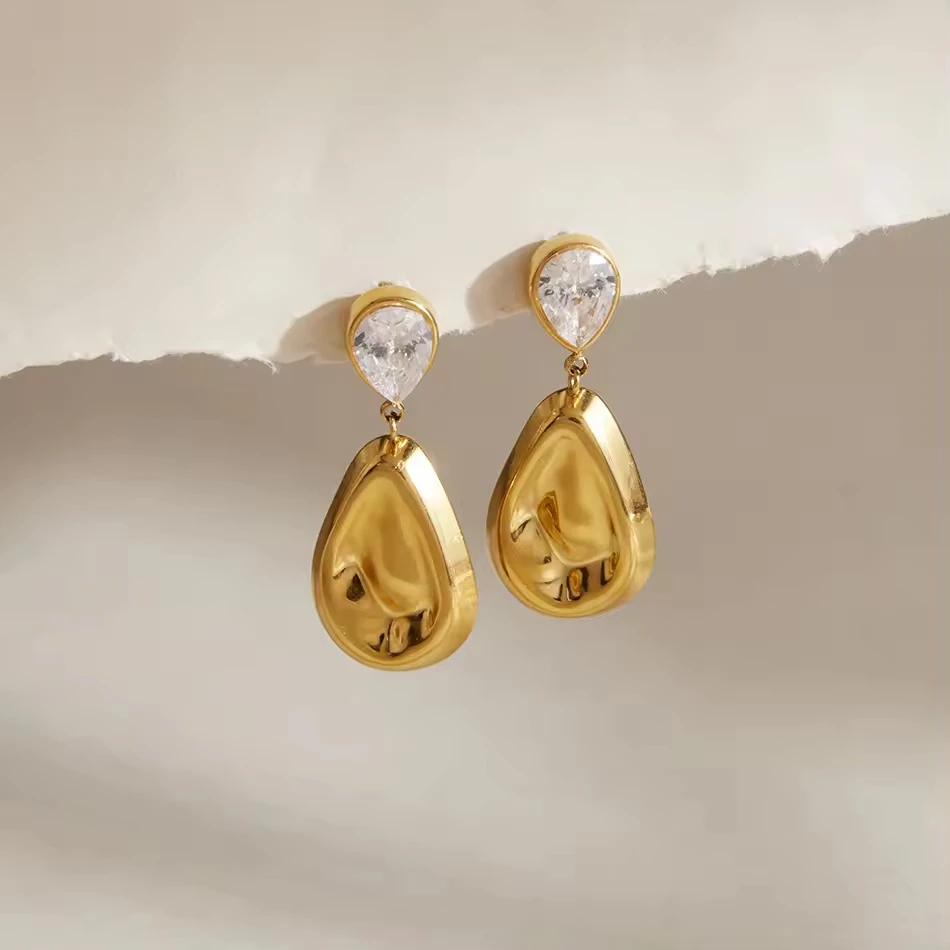 OEM-kundenspezifischer Schmuck, Wassertropfen-Zirkonia-Anh&auml;nger-Ohrringe, einzigartiger, anspruchsvo
