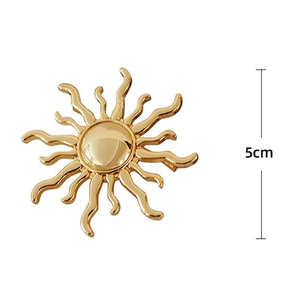 Heißer Verkauf Solar Form Edelstahl Kleidung Brosche Wasserdichte 18K Gold Brosche für Frauen Kleidung Zubehör