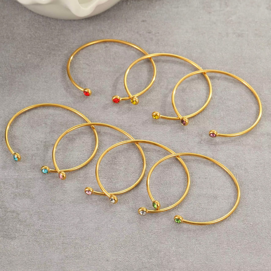 OEM Custom Armband Bunte Zirkon Offene Manschette Armreif 316 Edelstahl Schmuck Minimalistischer Schmuck für Frauen