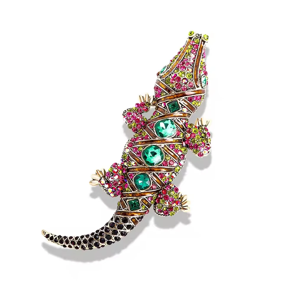 OEM kundenspezifischer Schmuck, Modeschmuck Brosche aus Strass-Krokodil-Legierung f&uuml;r M&auml;nner und Fra