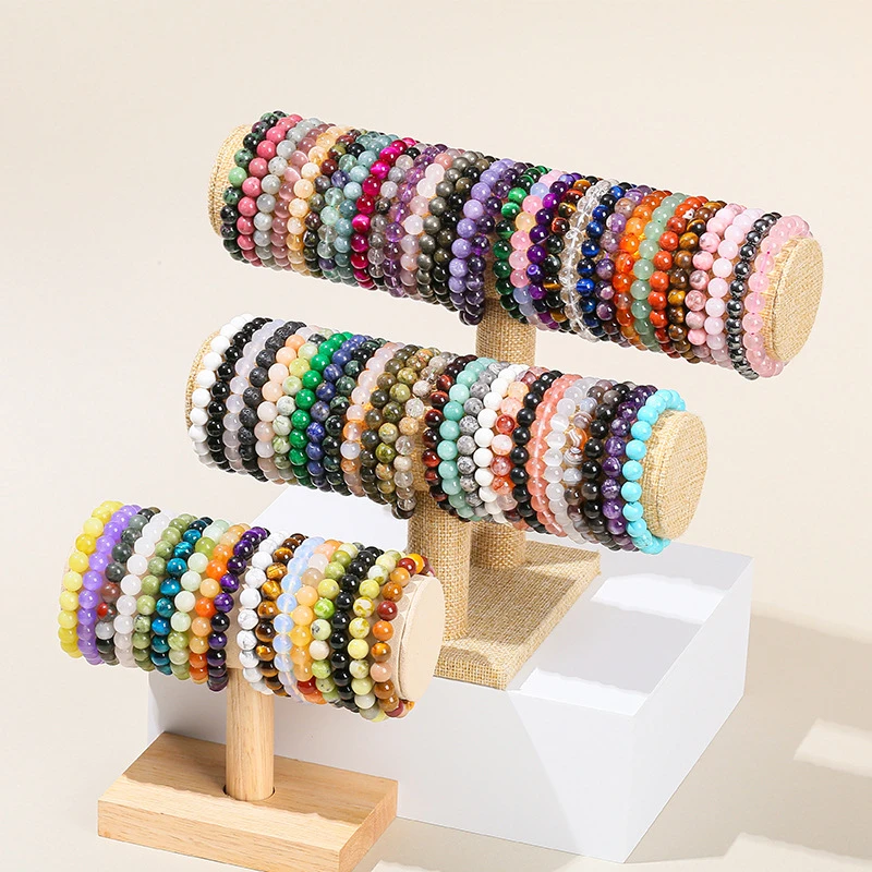 OEM-Buchstaben-Halskette mit individuellem Schmuck im Gro&szlig;handel mit runden Naturedelsteinen und Uni