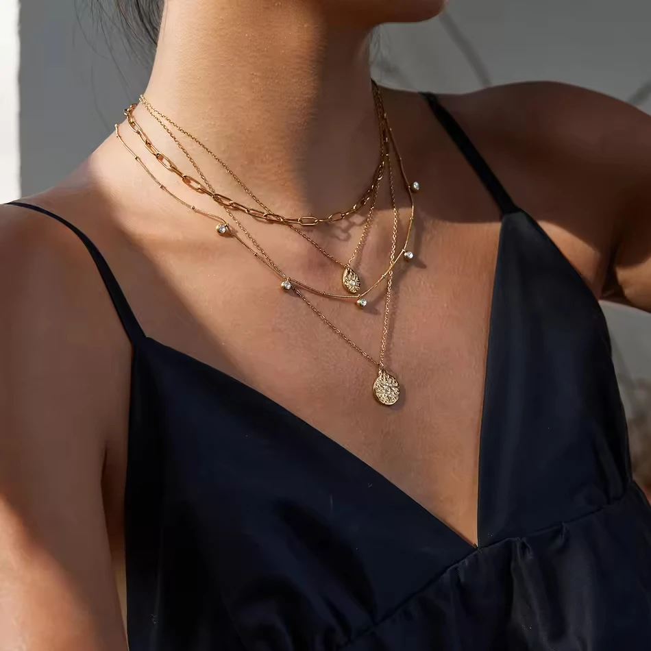 OEM kundenspezifischer Schmuck, klassischer Stil, 18&nbsp;Karat Gold, Edelstahl, Strassmuster, Wassertrop